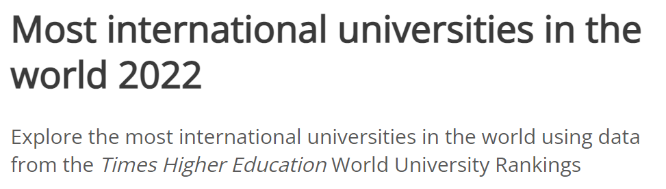 2022年THE国际化大学排名公布！英国14所大学上榜，港大蝉联第1！  数据 排名 ​THE世界大学排名 第3张