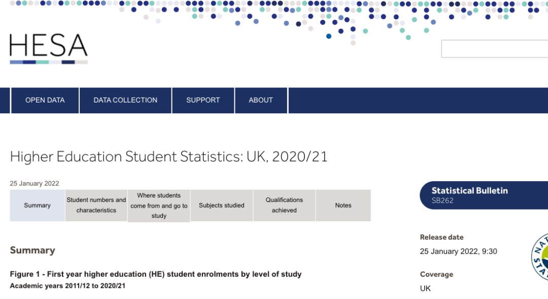 HESA发布《2020/21学年英国大学入学数据》，中国仍是第一生源国