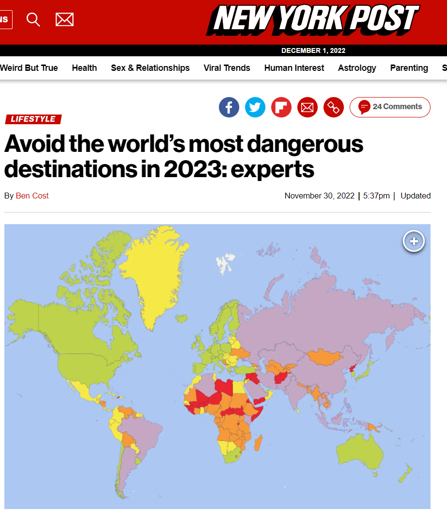 2023别去这些地方! 全球旅行风险地图出炉 华人最爱旅游地沦陷!  留学 第2张